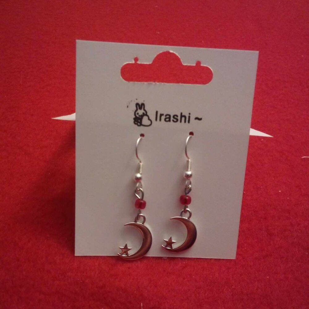 Handmade Cosplay Goth Beautiful Cute Kawaii Moon And Star Pair Of Earrings